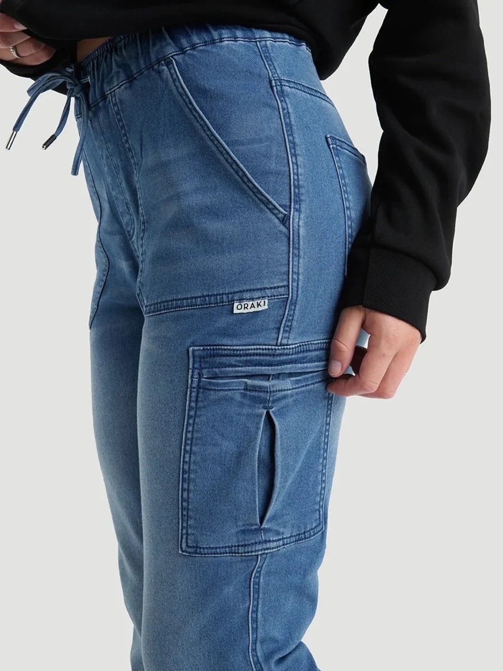 ORAKI Women’s Blue Denim Jeggings with Utility Pocket